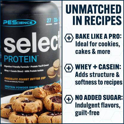 PEScience Select Protein Pulver – Molken- und Kasein-Mischung, fettarmes Proteinpulver für Frauen und Männer, kalorienarm, kohlenhydratarm, keto-freundlich, glutenfrei, Schokoladen-Erdnussbutter-Cup – 5 Portionen