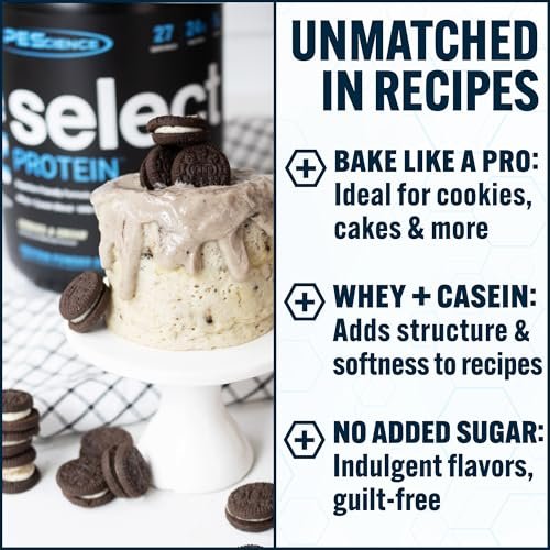 PEScience Select Protein Pulver – Molke- und Kasein-Mischung, fettarmes Proteinpulver für Frauen und Männer, kalorienarm, kohlenhydratarm, keto-freundlich, glutenfrei, Cookies and Cream – 5 Portionen