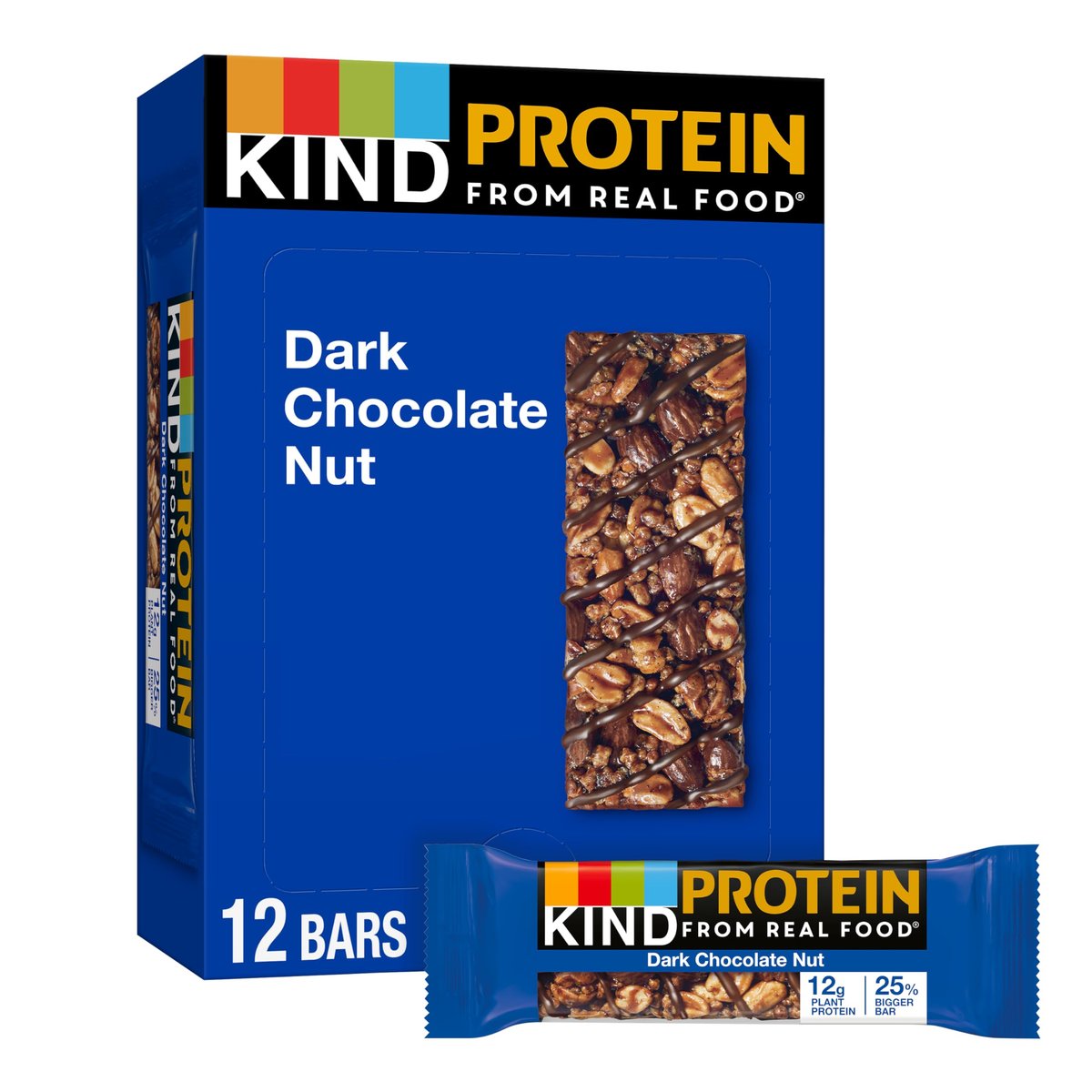 KIND Protein Riegel, Dunkle Schokolade Nuss, Glutenfrei, Gesunder Snack, 12g Protein, 12er Pack