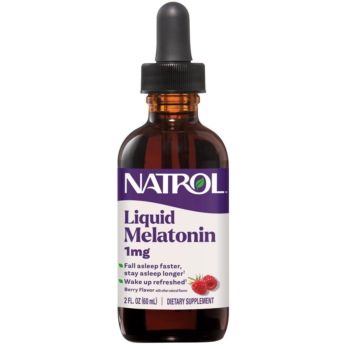 Natrol Flüssiges Melatonin 1 mg – Einschlafhilfe für Erwachsene, Berry-Geschmack, 2 Fl Oz (15 Portionen)