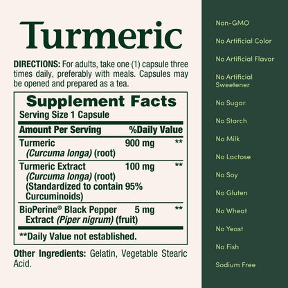 Nature's Bounty Kurkuma mit schwarzem Pfeffer Extrakt – 1000 mg, 60 Kapseln – Unterstützt die antioxidative Gesundheit