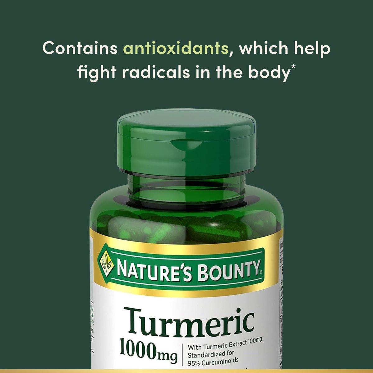 Nature's Bounty Kurkuma mit schwarzem Pfeffer Extrakt – 1000 mg, 60 Kapseln – Unterstützt die antioxidative Gesundheit