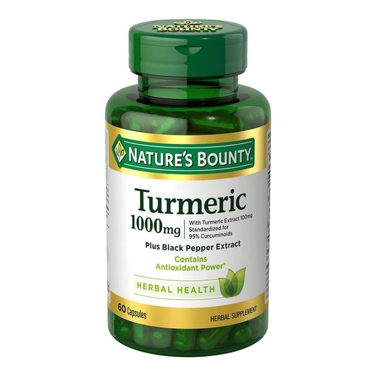 Nature's Bounty Kurkuma mit schwarzem Pfeffer Extrakt – 1000 mg, 60 Kapseln – Unterstützt die antioxidative Gesundheit