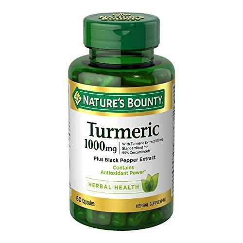 Nature's Bounty Kurkuma mit schwarzem Pfeffer Extrakt – 1000 mg, 60 Kapseln – Unterstützt die antioxidative Gesundheit