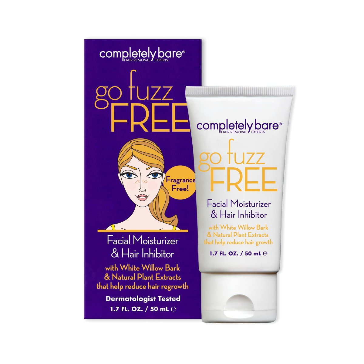 Completely Bare go fuzz FREE Gesichtsfeuchtigkeitscreme & Haarhemmer – Anti-Aging-Extrakte & Haar Minimierer