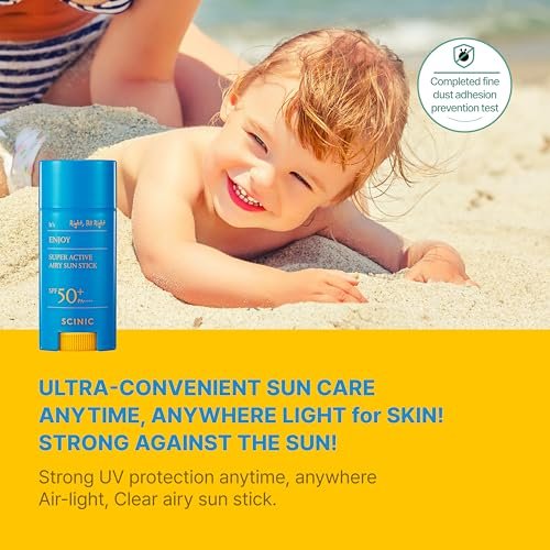 SCINIC Enjoy Super Active Airy Sun Stick SPF50+ PA++++ 0,53 oz (15 g) – Leichter Sonnenschutz für unterwegs | Koreanische Hautpflege