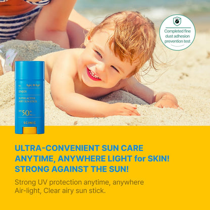 SCINIC Enjoy Super Active Airy Sun Stick SPF50+ PA++++ 0,53 oz (15 g) – Leichter Sonnenschutz für unterwegs | Koreanische Hautpflege