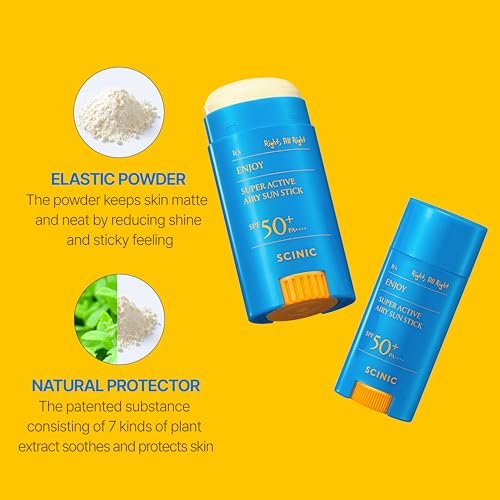 SCINIC Enjoy Super Active Airy Sun Stick SPF50+ PA++++ 0,53 oz (15 g) – Leichter Sonnenschutz für unterwegs | Koreanische Hautpflege