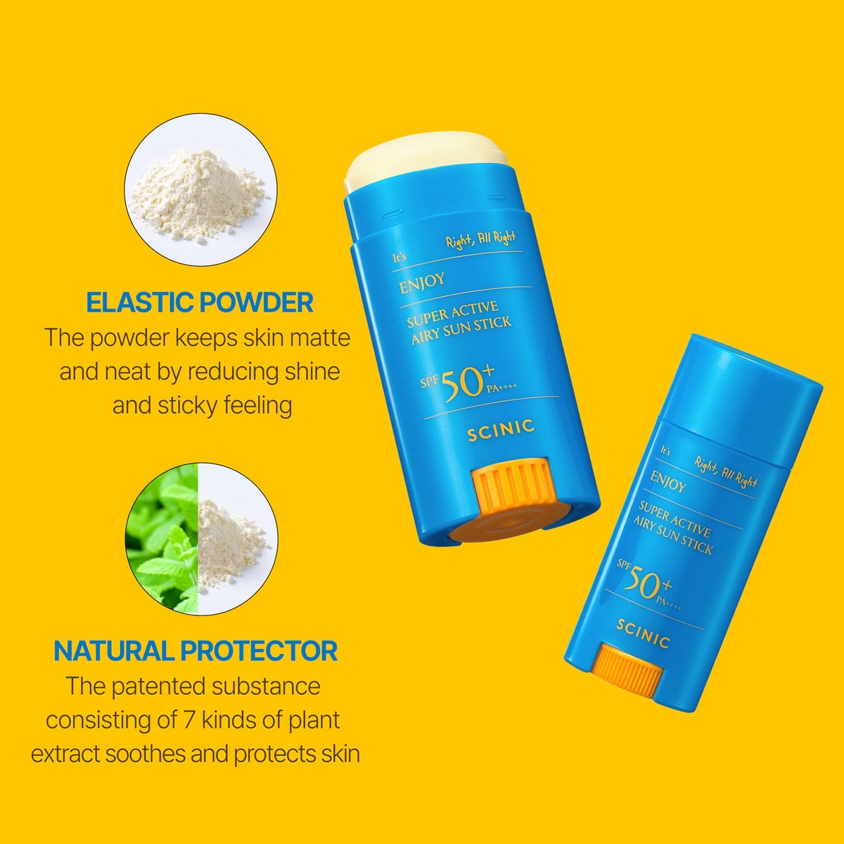SCINIC Enjoy Super Active Airy Sun Stick SPF50+ PA++++ 0,53 oz (15 g) – Leichter Sonnenschutz für unterwegs | Koreanische Hautpflege