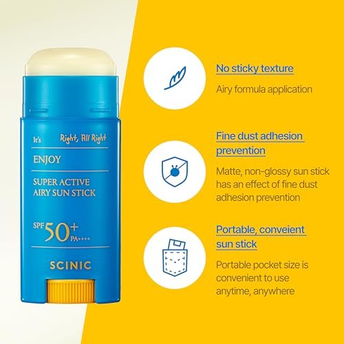 SCINIC Enjoy Super Active Airy Sun Stick SPF50+ PA++++ 0,53 oz (15 g) – Leichter Sonnenschutz für unterwegs | Koreanische Hautpflege