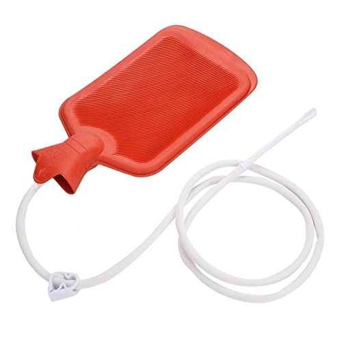 Gummi-Dusche / Einlaufbeutel, Heißwasserflaschen-Kombinationssystem für Männer und Frauen, wiederverwendbares Kolonik-Set für Kaffee- und Wasser-Manualdruck-Einlauf (Rot, 7-teilig)