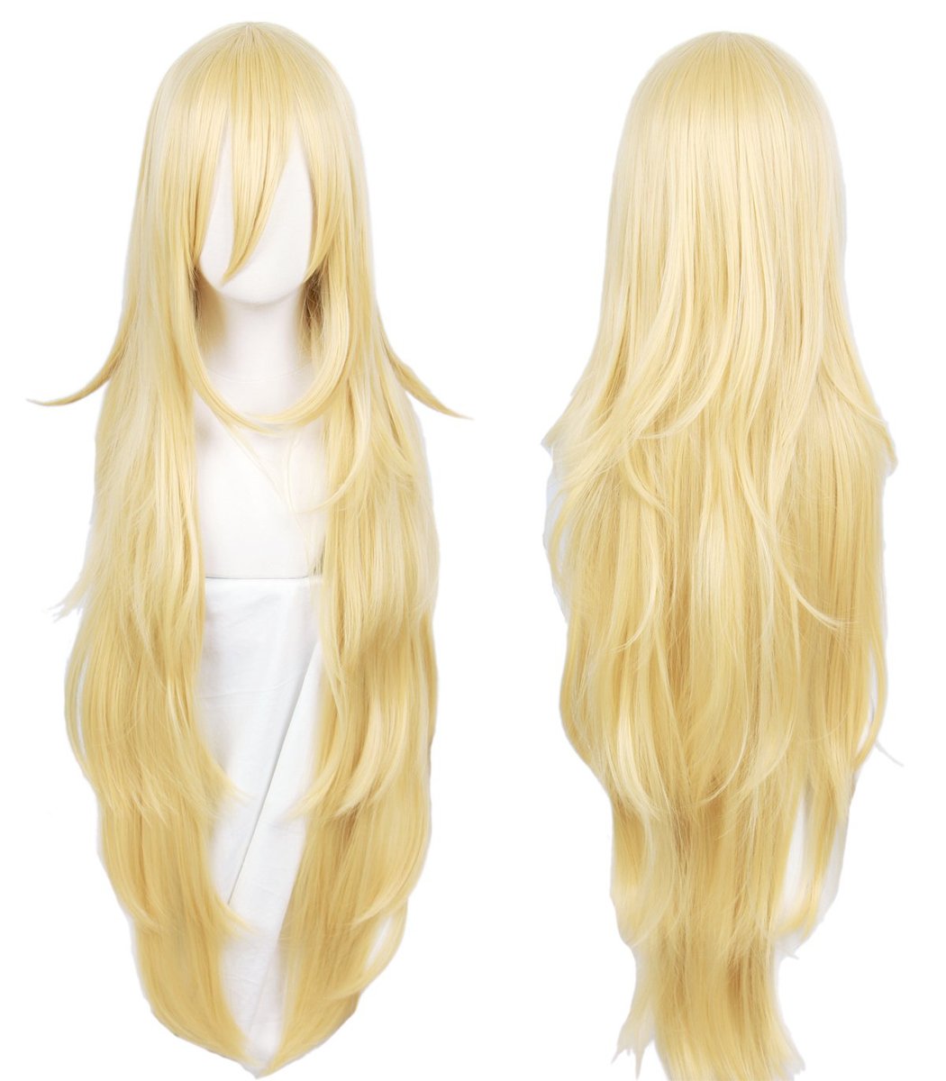 Linfairy Lange Blonde Rachel Perücke – 90CM Halloween Cosplay Kostümperücke für Frauen