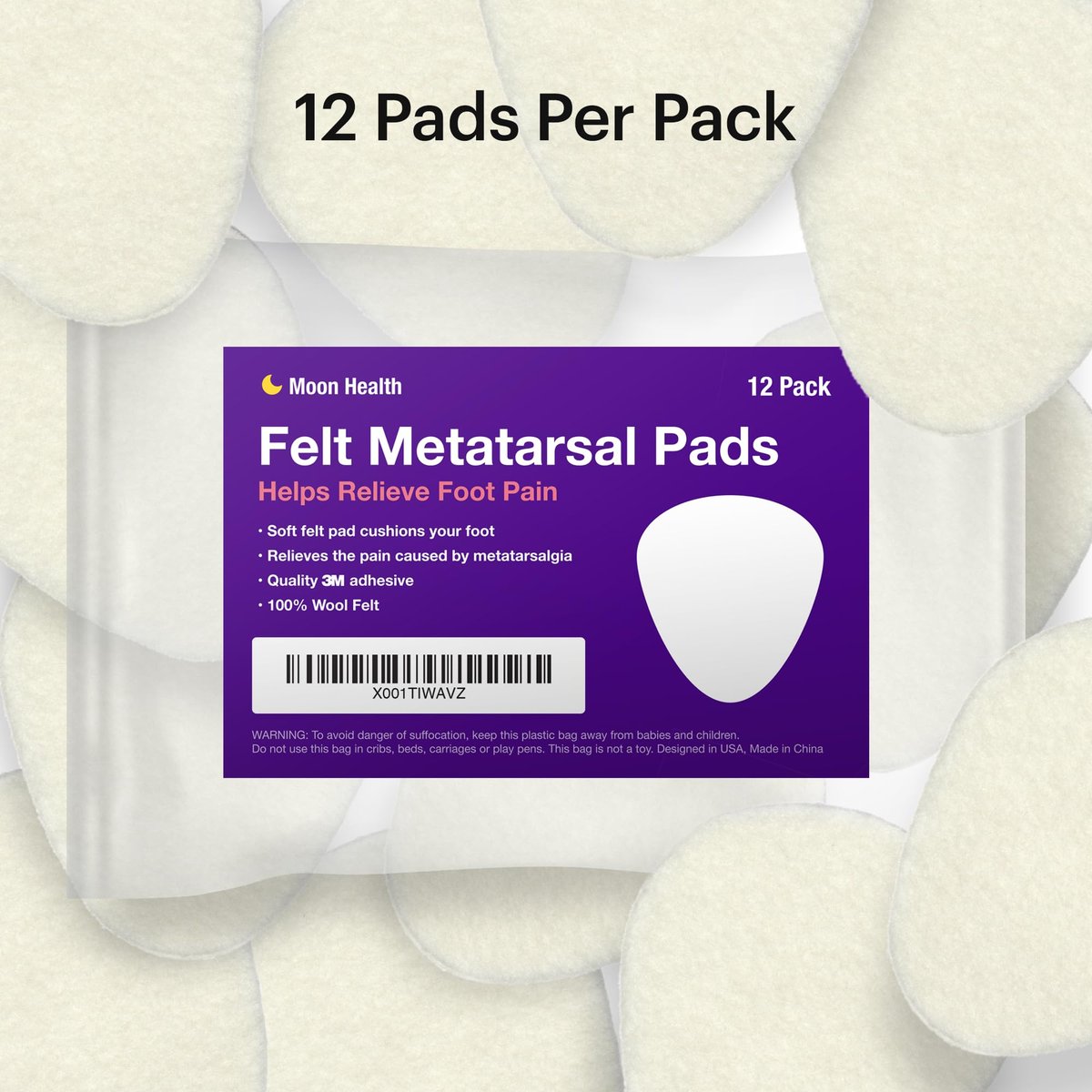 12er-Pack Metatarsal-Fußpolster für Schmerzlinderung – 1/4 Zoll dicke Ballenpolster für Damen und Herren, Vorfuß- und Sohlenunterstützung bei Metatarsalgie und Morton-Neurom