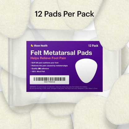 12er-Pack Metatarsal-Fußpolster für Schmerzlinderung – 1/4 Zoll dicke Ballenpolster für Damen und Herren, Vorfuß- und Sohlenunterstützung bei Metatarsalgie und Morton-Neurom