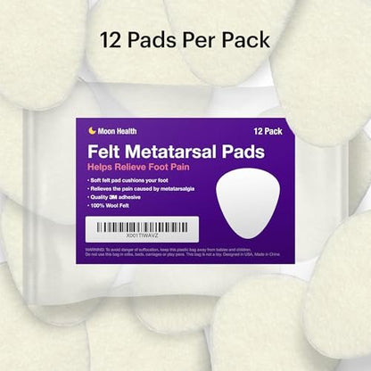 12er-Pack Metatarsal-Fußpolster für Schmerzlinderung – 1/4 Zoll dicke Ballenpolster für Damen und Herren, Vorfuß- und Sohlenunterstützung bei Metatarsalgie und Morton-Neurom