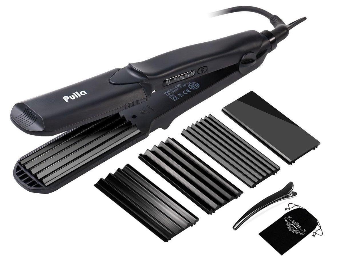 Pulla Haarstyler & Kräusler - 4-in-1 Tourmalin Keramik Glätteisen und Lockenstab mit einstellbarer Temperatur - Salon-Hitze 160°C - 220°C für alle Haartypen