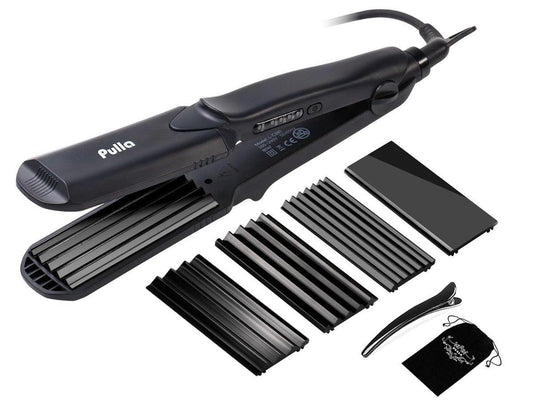 Pulla Haarstyler & Kräusler - 4-in-1 Tourmalin Keramik Glätteisen und Lockenstab mit einstellbarer Temperatur - Salon-Hitze 160°C - 220°C für alle Haartypen