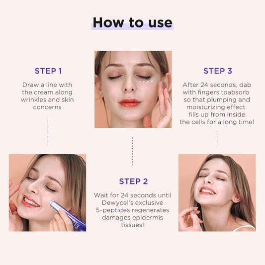 DEWYCEL EYE PLUS CREAM – Anti-Aging Augencreme mit Adenosin, Madecassosid und Peptid-Komplex gegen Falten, dunkle Augenringe und Fältchen | Premium Koreanische Hautpflege | 29,6 ml