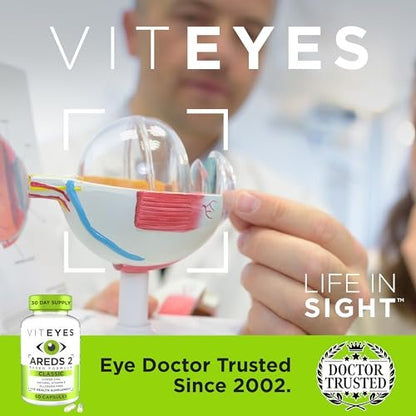 Viteyes AREDS 2 Augenvitamine – Klassische Makula-Unterstützung, Allergenfreie Kapseln mit natürlichem Vitamin E, Vitamin C, Zink, Kupfer, Lutein & Zeaxanthin – 60 Kapseln