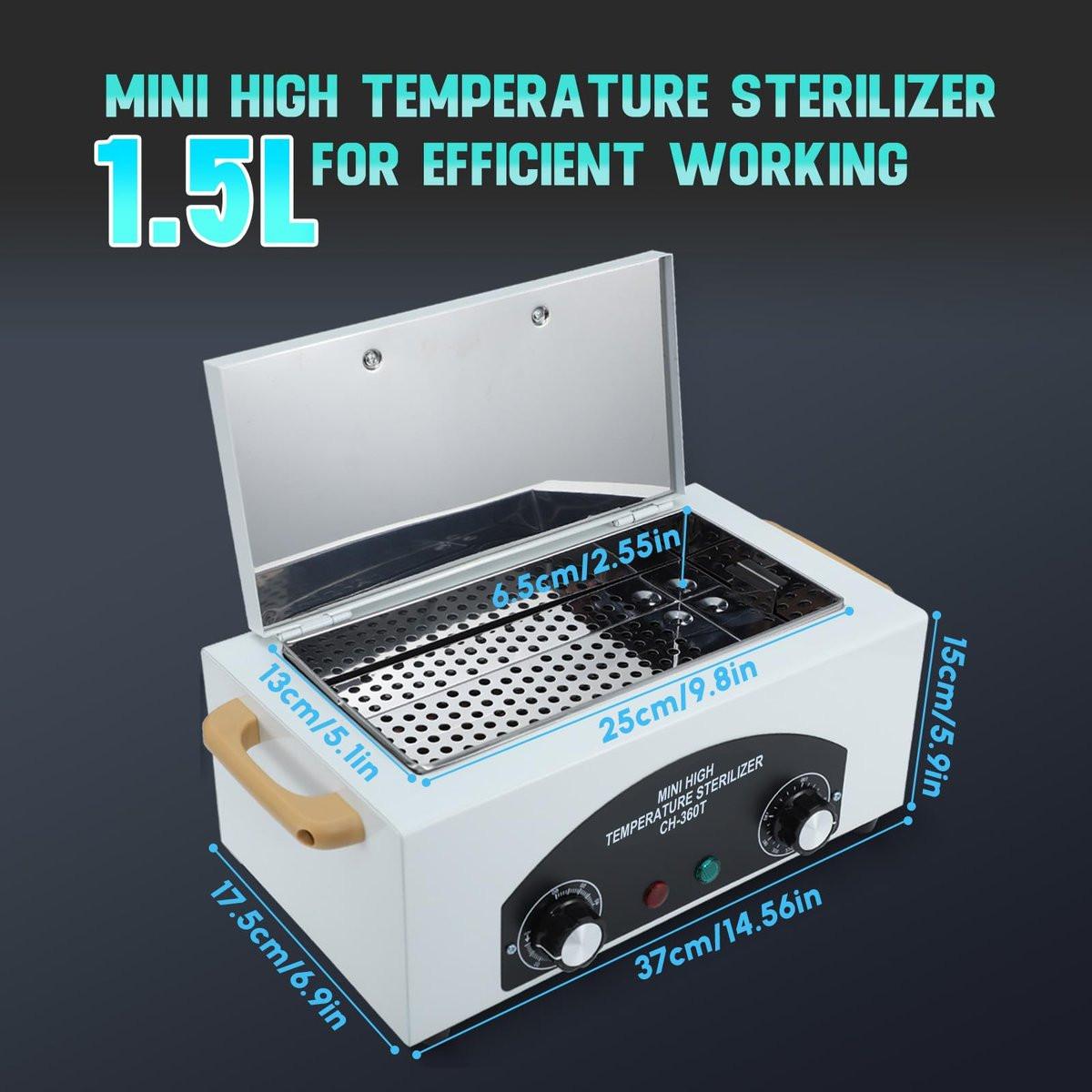 Hochtemperatur-Reinigungsbox für Metallwerkzeuge, 110V 300W 1,5L mit Timer, Maniküre-Pediküre-SPA-Salon-Friseurbedarf für Schönheits-, Haar-, Nagel-Metallwerkzeuge mit Griff