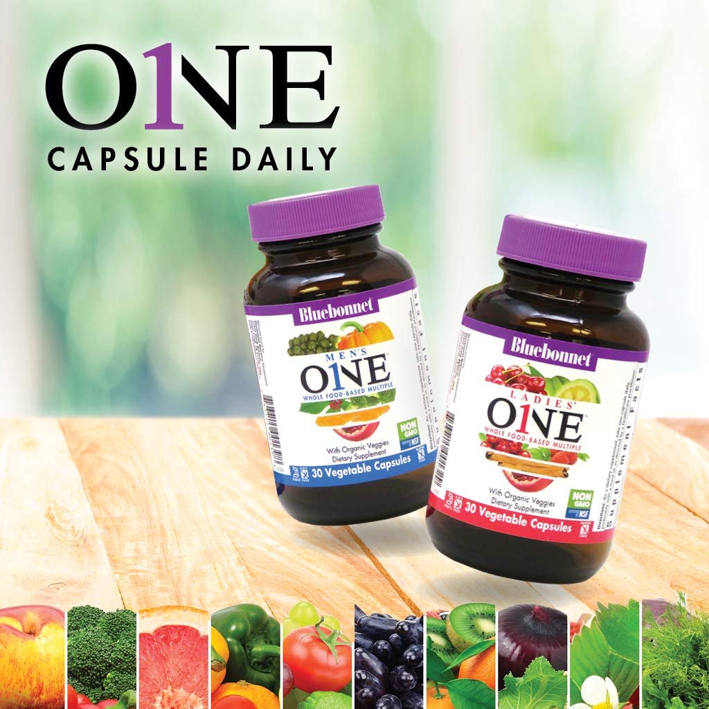 Bluebonnet Nutrition Ladies One Organic Gemüse-Kapsel, Vollwertkost mit K2, Energie, Vitalität, Nicht-GVO, Gluten-, Soja- und Milchfrei, Koscher, 1-Monatsvorrat, Hellgrau, 30 Kapseln