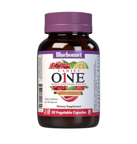 Bluebonnet Nutrition Ladies One Organic Gemüse-Kapsel, Vollwertkost mit K2, Energie, Vitalität, Nicht-GVO, Gluten-, Soja- und Milchfrei, Koscher, 1-Monatsvorrat, Hellgrau, 30 Kapseln