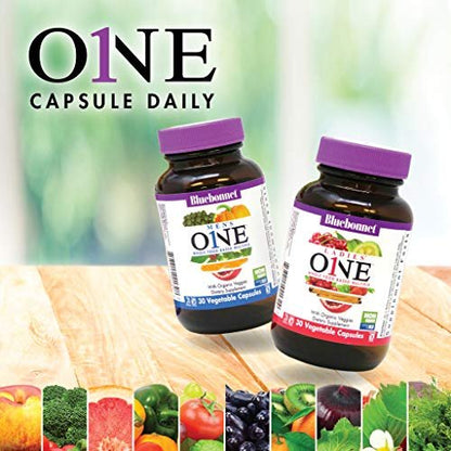 Bluebonnet Nutrition Ladies One Organic Gemüse-Kapsel, Vollwertkost mit K2, Energie, Vitalität, Nicht-GVO, Gluten-, Soja- und Milchfrei, Koscher, 1-Monatsvorrat, Hellgrau, 30 Kapseln