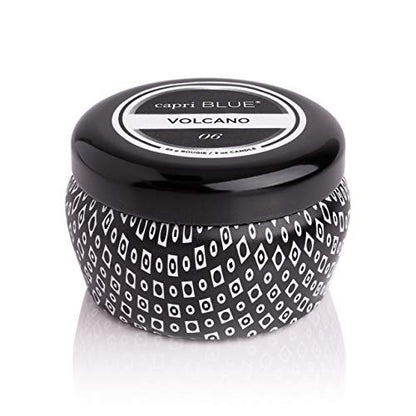 Capri Blue Volcano Duftkerze im Mini-Tin-Glas – Tropische Früchte & Zitrusaroma – Sojawachsmischung – 85 g – Schwarz