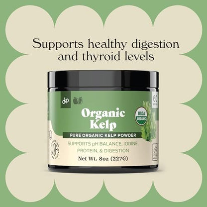 Bio Algenpulver Kelp - Roh, Trocken, Reines Seetangpulver 227g 75 Portionen - Schilddrüse, Jod & Verdauung