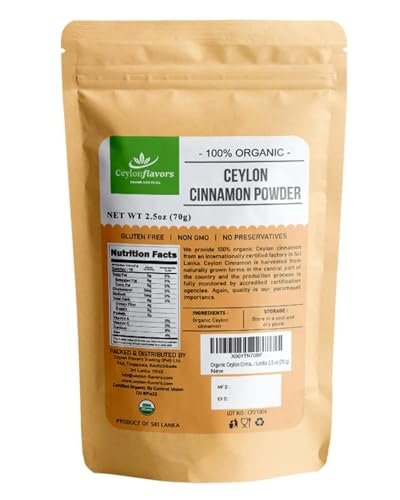 CEYLON FLAVORS Fresh and Pure Bio Ceylon Zimt Pulver Premium Qualität 70g