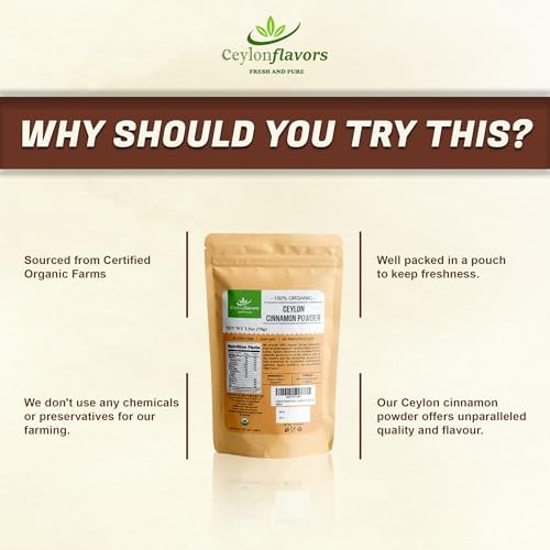 CEYLON FLAVORS Fresh and Pure Bio Ceylon Zimt Pulver Premium Qualität 70g