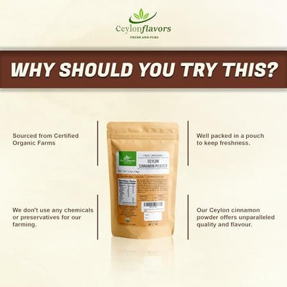 CEYLON FLAVORS Fresh and Pure Bio Ceylon Zimt Pulver Premium Qualität 70g