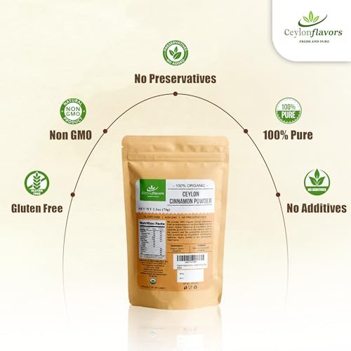 CEYLON FLAVORS Fresh and Pure Bio Ceylon Zimt Pulver Premium Qualität 70g