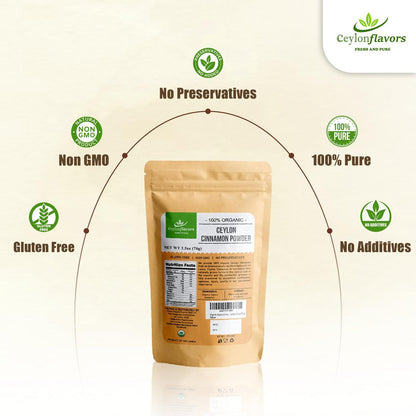 CEYLON FLAVORS Fresh and Pure Bio Ceylon Zimt Pulver Premium Qualität 70g