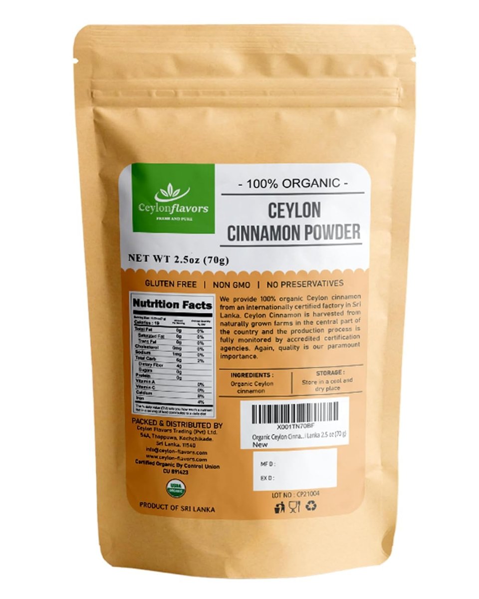 CEYLON FLAVORS Fresh and Pure Bio Ceylon Zimt Pulver Premium Qualität 70g