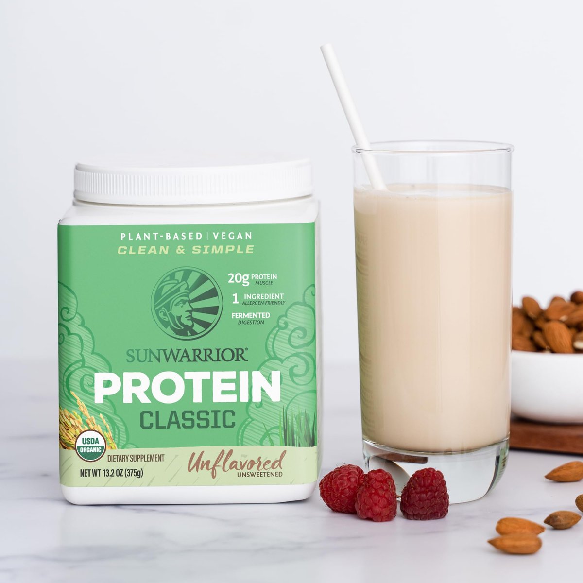 Sunwarrior Bio-Reisproteinpulver mit BCAA & Aminosäuren – Pflanzliches, glutenfreies, kohlenhydratarmes Proteinpulver, natürlicher Geschmack, 375 g