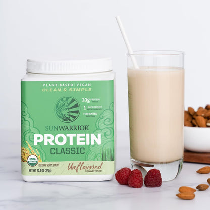 Sunwarrior Bio-Reisproteinpulver mit BCAA & Aminosäuren – Pflanzliches, glutenfreies, kohlenhydratarmes Proteinpulver, natürlicher Geschmack, 375 g
