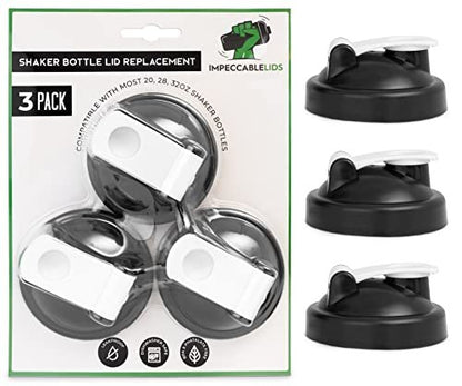 Shaker Flaschen Ersatzdeckel - Original BB-kompatibel, Auslaufsicher, 3er-Pack, Weiß, 2025 Upgrade