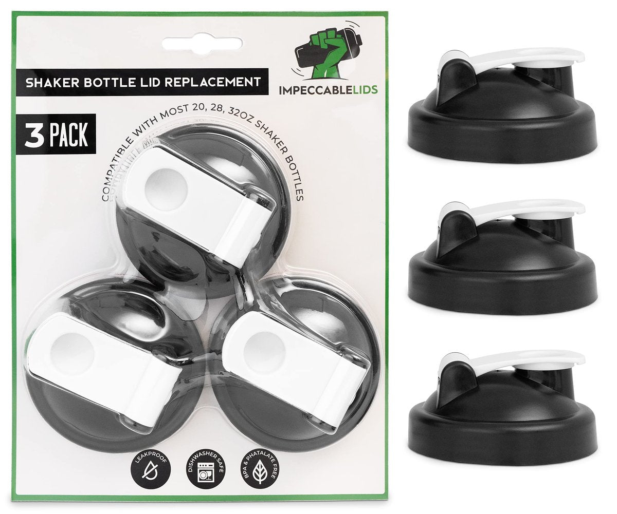 Shaker Flaschen Ersatzdeckel - Original BB-kompatibel, Auslaufsicher, 3er-Pack, Weiß, 2025 Upgrade