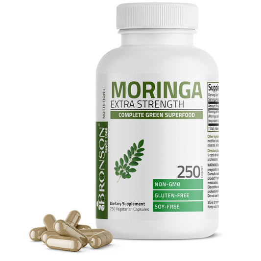 Bronson Moringa Extra Strength Kapseln – Moringa Oleifera Pulver, 250 Stück