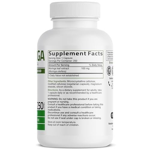 Bronson Moringa Extra Strength Kapseln – Moringa Oleifera Pulver, 250 Stück