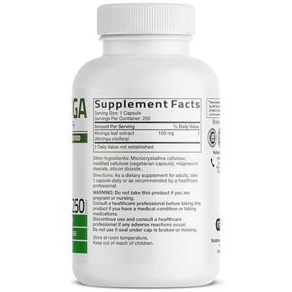 Bronson Moringa Extra Strength Kapseln – Moringa Oleifera Pulver, 250 Stück