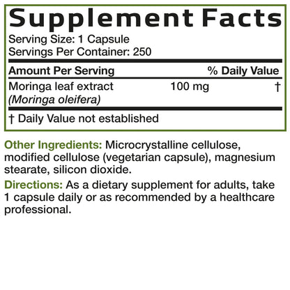Bronson Moringa Extra Strength Kapseln – Moringa Oleifera Pulver, 250 Stück