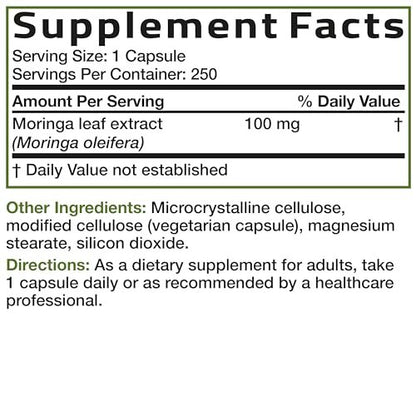 Bronson Moringa Extra Strength Kapseln – Moringa Oleifera Pulver, 250 Stück