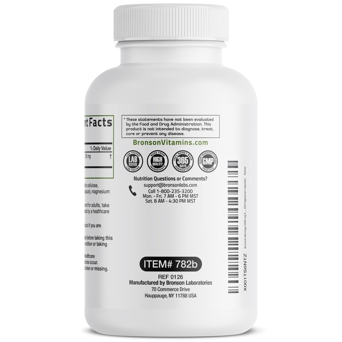 Bronson Moringa Extra Strength Kapseln – Moringa Oleifera Pulver, 250 Stück