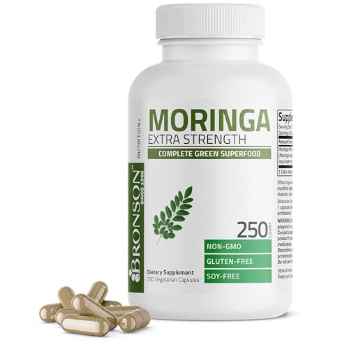 Bronson Moringa Extra Strength Kapseln – Moringa Oleifera Pulver, 250 Stück