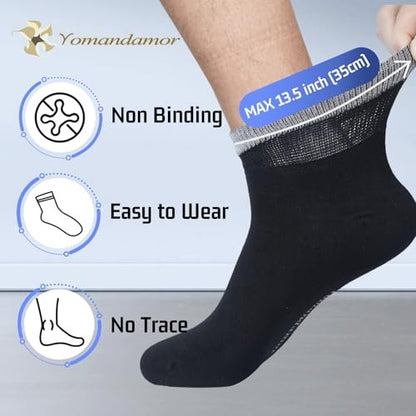 Yomandamor Herren Diabetiker Knöchelsocken mit nahtloser Zehe und nicht einschnürendem Bund, 6 Paar, Größe L (10-13)
