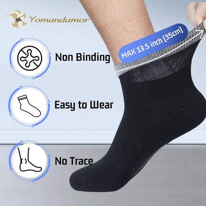 Yomandamor Herren Diabetiker Knöchelsocken mit nahtloser Zehe und nicht einschnürendem Bund, 6 Paar, Größe L (10-13)