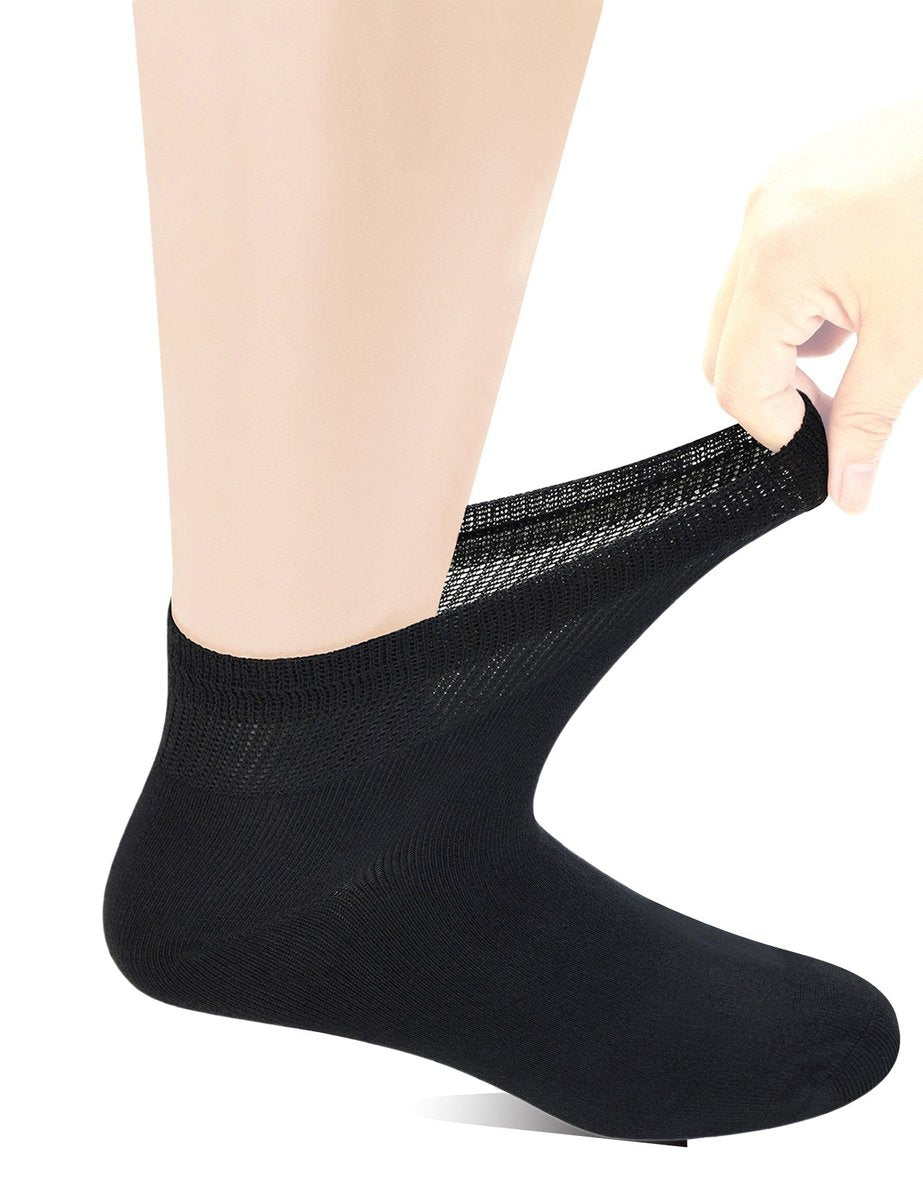 Yomandamor Herren Diabetiker Knöchelsocken mit nahtloser Zehe und nicht einschnürendem Bund, 6 Paar, Größe L (10-13)