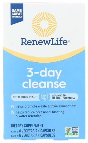 Renew Life 3-Tage-Detox-Kur für den gesamten Körper – 2-teiliges Entgiftungs-Set mit Kräutermischung, Magnesium und Cranberry, soja-, milch- und glutenfrei, 12 Kapseln